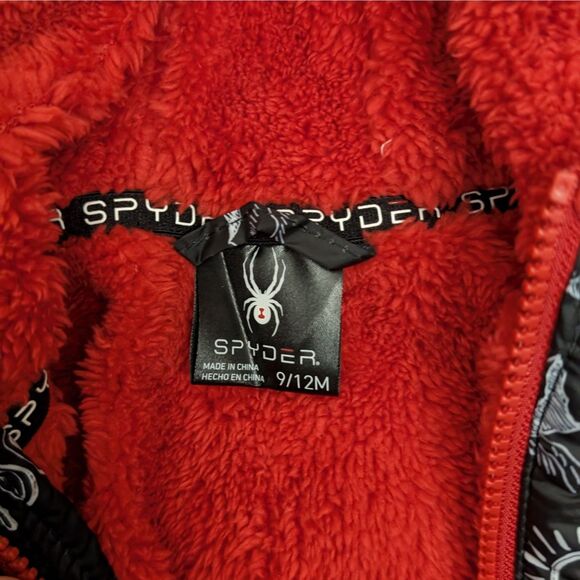 Spyder Infant Boys 1 Piece Hood Snowsuit Bodysuit 9-12 Month Black Red NWOT - Picture 2 of 9